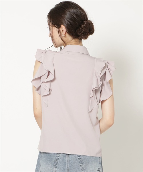 WILLSELECTION(ウィルセレクション)の「ラッフルフリルノースリーブブラウス(シャツ/ブラウス・レディース・ピンク/ホワイト系その他/ブラック系その他・FREE)」の6枚目の写真