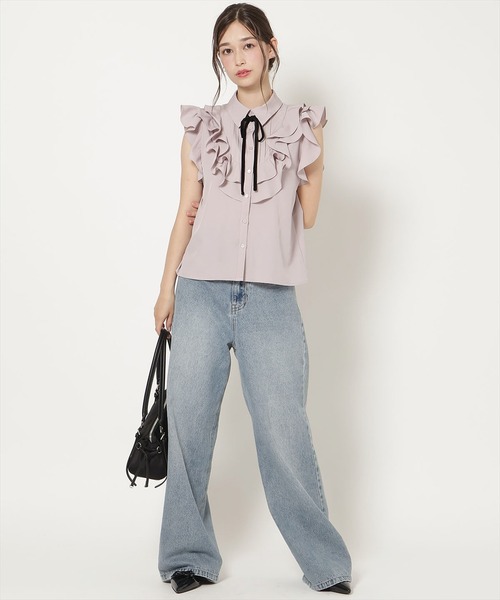 WILLSELECTION(ウィルセレクション)の「ラッフルフリルノースリーブブラウス(シャツ/ブラウス・レディース・ピンク/ホワイト系その他/ブラック系その他・FREE)」の8枚目の写真