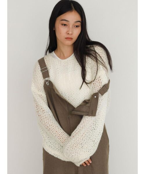 FIKA.(フィーカ)の「Mohair blend low gauge knit(ニット/セーター・レディース・グレー/ピンク系その他2/ホワイト系・MEDIUM)」の1枚目の写真