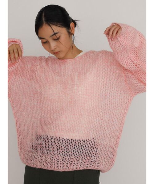 FIKA.(フィーカ)の「Mohair blend low gauge knit(ニット/セーター・レディース・グレー/ピンク系その他2/ホワイト系・MEDIUM)」の5枚目の写真