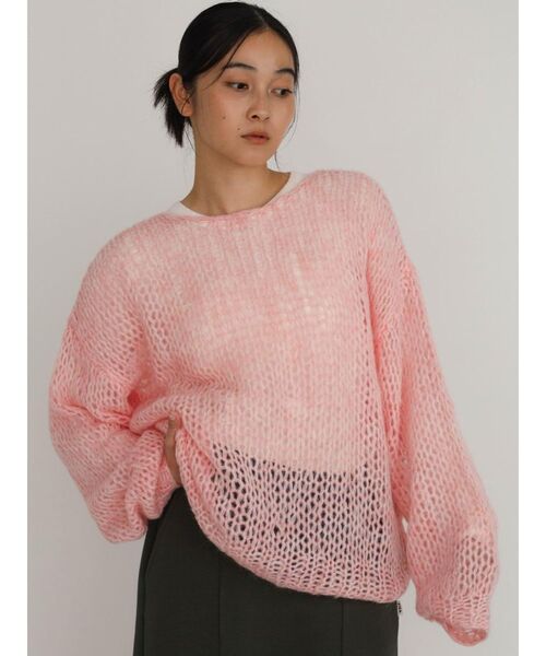 FIKA.(フィーカ)の「Mohair blend low gauge knit(ニット/セーター・レディース・グレー/ピンク系その他2/ホワイト系・MEDIUM)」の6枚目の写真
