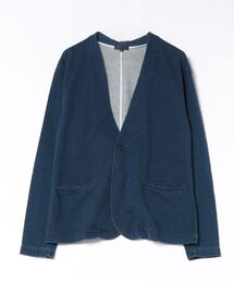 Indigo Sweat No Collar Jacket