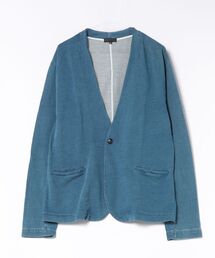 Indigo Sweat No Collar Jacket