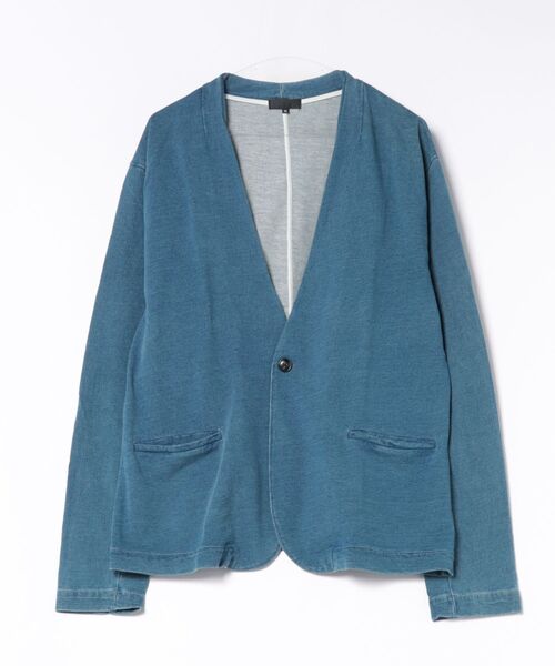 ADPOSION（アドポーション）の「Indigo Sweat No Collar Jacket（その他アウター・メンズ・ダークネイビー/ネイビー・LARGE/SMALL/MEDIUM）」の2枚目の写真