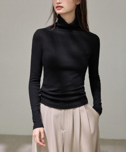 Bifrost(ビフレスト)の「ハイネック長袖トップス(Tシャツ/カットソー・レディース・パープル/マスタード/ピンク/ブラック/グレー/ホワイト/ブルー・FREE)」の21枚目の写真