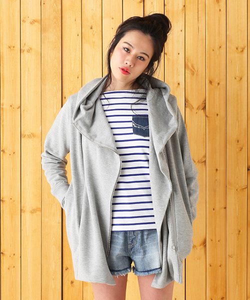 RODEO CROWNS WIDE BOWL（ロデオクラウンズワイドボウル）の「PEEL ZIPパーカー（パーカー・レディース・トップグレー/ホワイト系その他/ネイビー・MEDIUM/SMALL）」の3枚目の写真