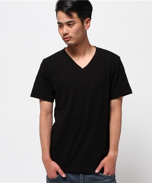 WEGO(ウィゴー)の「WEGO/リヨセル混Vネックカットソー(Tシャツ/カットソー・メンズ・ブラック/ロイヤルブルー/ホワイト/杢グレー・SMALL/LARGE/MEDIUM)」の13枚目の写真