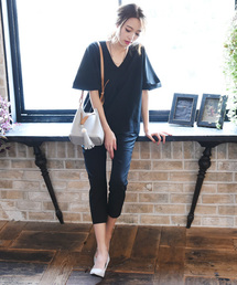 Luz Llena (philter) | 【2016 A/W】[贅沢ジョーゼット]Vネックブラウス×テーパードパンツセットアップ(セットアップ)