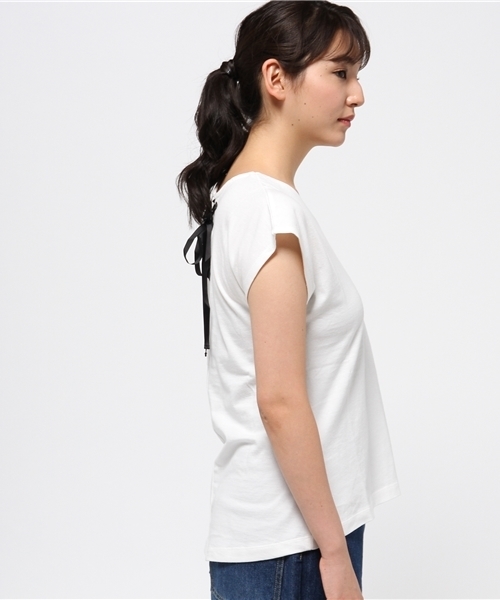 ikka(イッカ)の「バックレースアッププルオーバー(Tシャツ/カットソー・レディース・オフホワイト/グレー/ブラック・LARGE/MEDIUM)」の6枚目の写真