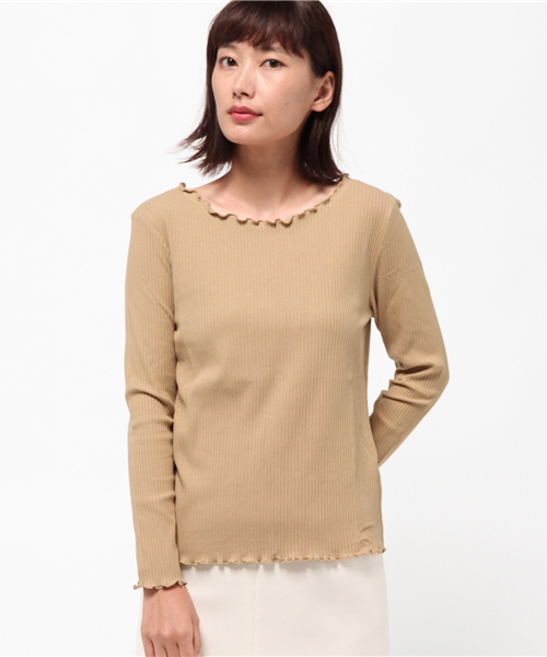 archives（アルシーヴ）の「ラウンド メローテレコトップス（Tシャツ/カットソー・レディース・オフホワイト/グレー/ベージュ/ブラック/ワイン/モカ・MEDIUM）」の5枚目の写真