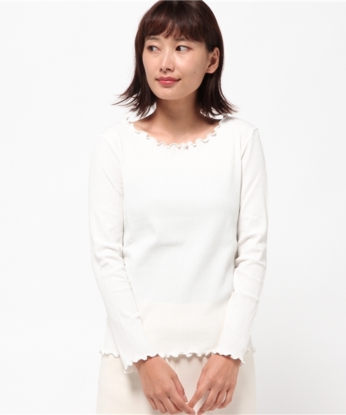 archives（アルシーヴ）の「ラウンド メローテレコトップス（Tシャツ/カットソー・レディース・オフホワイト/グレー/ベージュ/ブラック/ワイン/モカ・MEDIUM）」の2枚目の写真