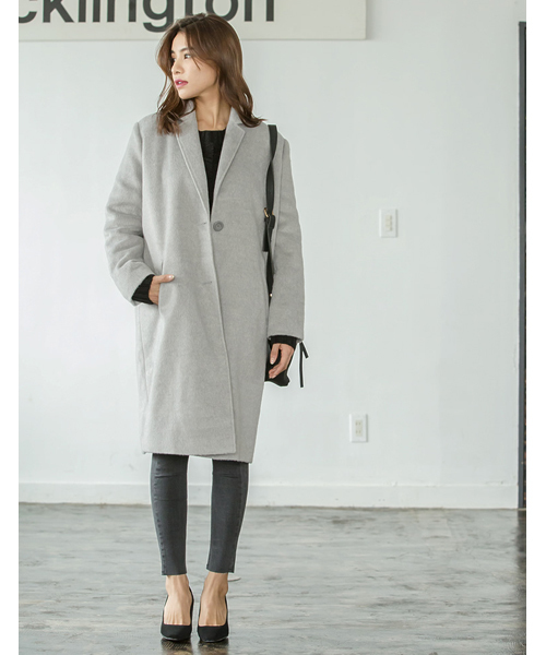 Re:EDIT（リエディ）の「[リエディ]テトロンシャギーチェスターコートアウター/コート（チェスターコート・レディース・グレー/チャコールグレー/ブラック/サックスブルー/ピンクベージュ/ベージュ/キャメル・MEDIUM/LARGE）」の3枚目の写真