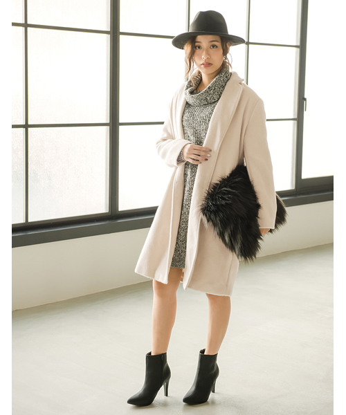 Re:EDIT（リエディ）の「[リエディ]テトロンシャギーチェスターコートアウター/コート（チェスターコート・レディース・グレー/チャコールグレー/ブラック/サックスブルー/ピンクベージュ/ベージュ/キャメル・MEDIUM/LARGE）」の20枚目の写真