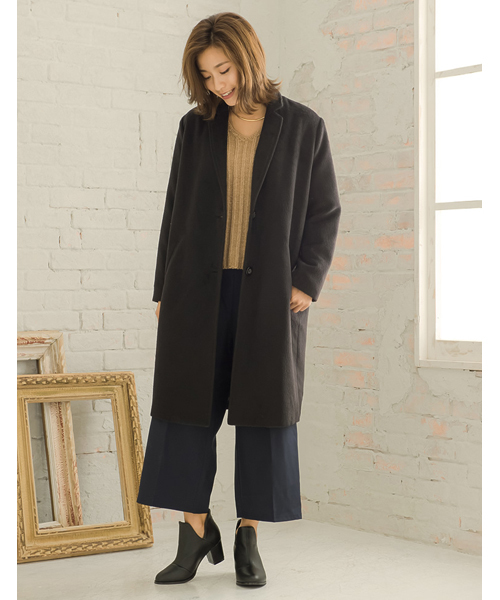 Re:EDIT（リエディ）の「[リエディ]テトロンシャギーチェスターコートアウター/コート（チェスターコート・レディース・グレー/チャコールグレー/ブラック/サックスブルー/ピンクベージュ/ベージュ/キャメル・MEDIUM/LARGE）」の21枚目の写真