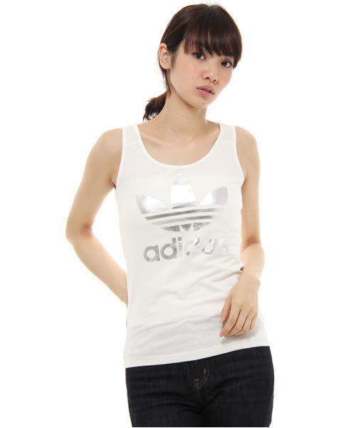 adidas Originals(アディダスオリジナルス)の「E MINI TRF TANK(タンクトップ・レディース・ホワイト/ブラック・SMALL/MEDIUM)」の1枚目の写真