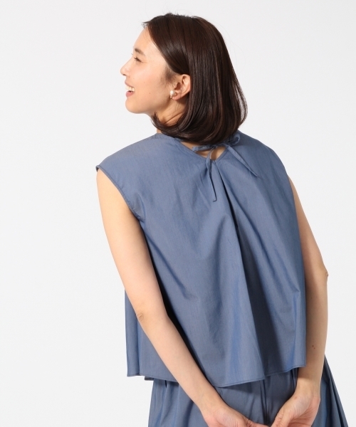 GLOBAL WORK（グローバルワーク）の「【吸水速乾】ビーチパジャマタックノースリーブ/738326（シャツ/ブラウス・レディース・ベージュ/カーキ/ネイビー/ブルー/ブルー系その他・MEDIUM/LARGE）」の4枚目の写真