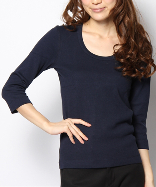 three dots スリードッツ スクープネック半袖Tシャツ CROPPED JESSICA AG1S0001Y 535 BUTTER CREAM コットン バタークリーム