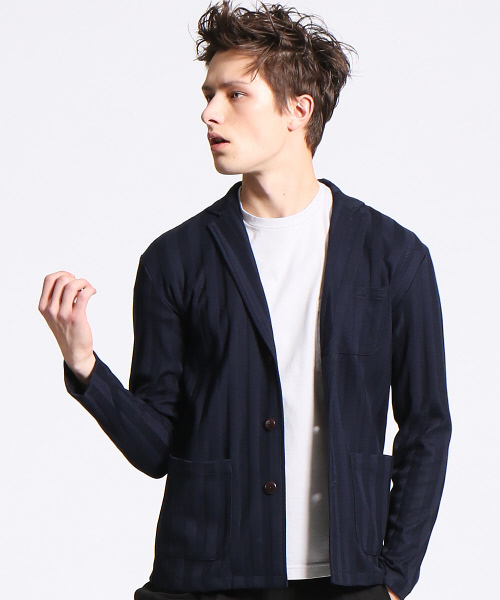 RECENCY OF MINE（リーセンシー オブ マイン）の「【Recency of Mine】総針ストライプカーディガン（カーディガン/ボレロ・メンズ・ネイビー/ブラック/オフホワイト・46/44/48）」の3枚目の写真