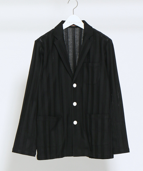 RECENCY OF MINE（リーセンシー オブ マイン）の「【Recency of Mine】総針ストライプカーディガン（カーディガン/ボレロ・メンズ・ネイビー/ブラック/オフホワイト・46/44/48）」の2枚目の写真