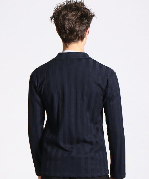 RECENCY OF MINE（リーセンシー オブ マイン）の「【Recency of Mine】総針ストライプカーディガン（カーディガン/ボレロ・メンズ・ネイビー/ブラック/オフホワイト・46/44/48）」の6枚目の写真