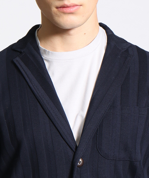 RECENCY OF MINE（リーセンシー オブ マイン）の「【Recency of Mine】総針ストライプカーディガン（カーディガン/ボレロ・メンズ・ネイビー/ブラック/オフホワイト・46/44/48）」の7枚目の写真