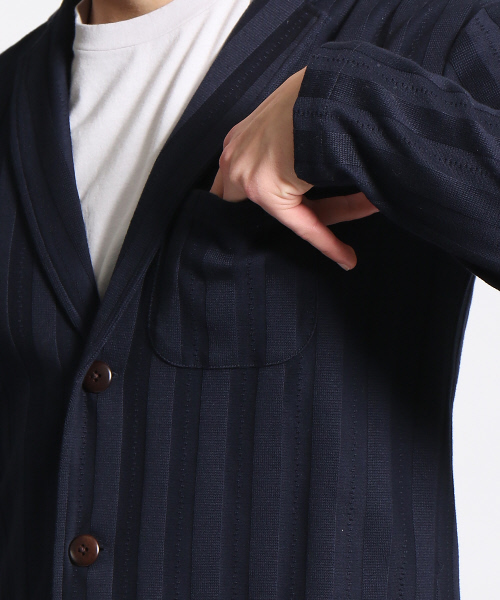 RECENCY OF MINE（リーセンシー オブ マイン）の「【Recency of Mine】総針ストライプカーディガン（カーディガン/ボレロ・メンズ・ネイビー/ブラック/オフホワイト・46/44/48）」の11枚目の写真