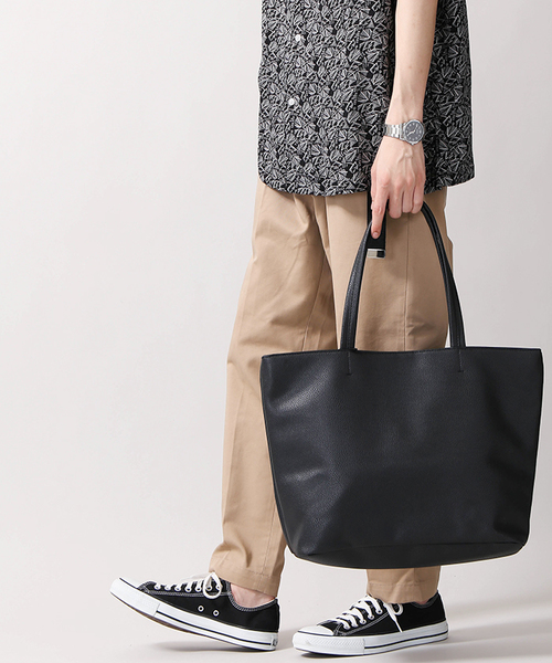 WEGO（ウィゴー）の「WEGO/カラーフェイクレザートートバッグ（トートバッグ・メンズ・ターコイズブルー/イエロー/ネイビー/カーキ/ブラック/レッド/ホワイト/ブラウン/ダークブラウン・FREE）」の12枚目の写真