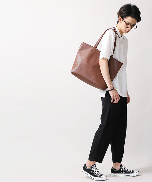 WEGO（ウィゴー）の「WEGO/カラーフェイクレザートートバッグ（トートバッグ・メンズ・ターコイズブルー/イエロー/ネイビー/カーキ/ブラック/レッド/ホワイト/ブラウン/ダークブラウン・FREE）」の13枚目の写真