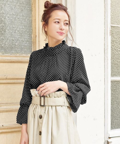 KOBE LETTUCE（コウベレタス）の「[無地/グレンチェック柄]バックリボンデザインフリルカラーキャンディースリーブブラウス/レディーストップス/神戸レタス[C2911]（シャツ/ブラウス・レディース・ボルドー/マスタード/グレー系その他/ホワイト系その他/ブラック系その他/イエロー/ピンク/オフホワイト/ネイビー/ブラック系その他2/グレー系その他2・FREE）」の4枚目の写真