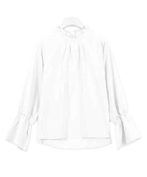 KOBE LETTUCE（コウベレタス）の「[無地/グレンチェック柄]バックリボンデザインフリルカラーキャンディースリーブブラウス/レディーストップス/神戸レタス[C2911]（シャツ/ブラウス・レディース・ボルドー/マスタード/グレー系その他/ホワイト系その他/ブラック系その他/イエロー/ピンク/オフホワイト/ネイビー/ブラック系その他2/グレー系その他2・FREE）」の2枚目の写真