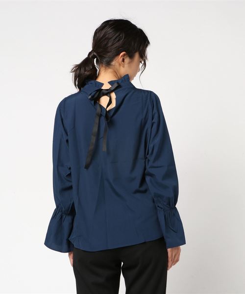 KOBE LETTUCE（コウベレタス）の「[無地/グレンチェック柄]バックリボンデザインフリルカラーキャンディースリーブブラウス/レディーストップス/神戸レタス[C2911]（シャツ/ブラウス・レディース・ボルドー/マスタード/グレー系その他/ホワイト系その他/ブラック系その他/イエロー/ピンク/オフホワイト/ネイビー/ブラック系その他2/グレー系その他2・FREE）」の21枚目の写真