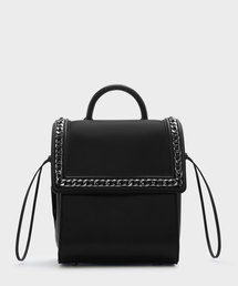 チェーンディテールプッシュロックショルダーバッグ / CHAIN-DETAIL PUSH-LOCK SHOULDER BAG