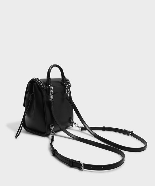 CHARLES & KEITH(チャールズ & キース)の「チェーンディテールプッシュロックショルダーバッグ / CHAIN-DETAIL PUSH-LOCK SHOULDER BAG(ショルダーバッグ・レディース・ブラック/ホワイト系その他・M)」の7枚目の写真
