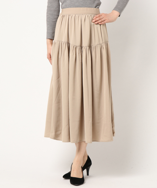 AMERICAN HOLIC(アメリカンホリック)の「ティアードロングスカート(スカート・レディース・ピンク/ネイビー/ベージュ/イエロー/ターコイズブルー/ブルー・FREE)」の1枚目の写真