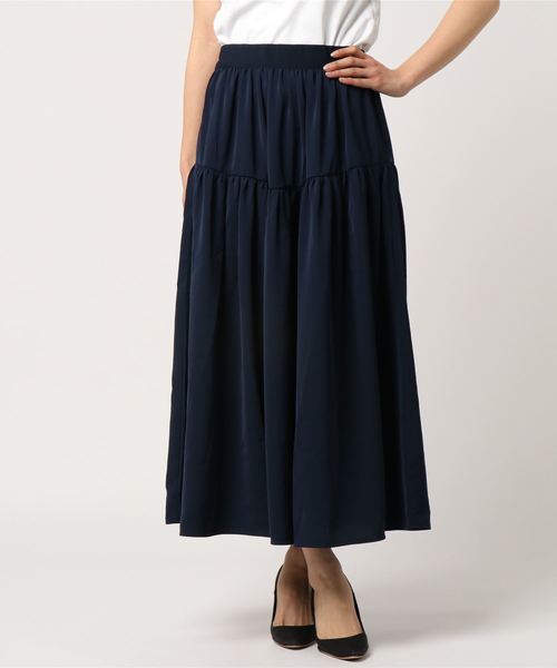 AMERICAN HOLIC(アメリカンホリック)の「ティアードロングスカート(スカート・レディース・ピンク/ネイビー/ベージュ/イエロー/ターコイズブルー/ブルー・FREE)」の2枚目の写真