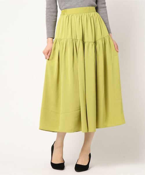 AMERICAN HOLIC(アメリカンホリック)の「ティアードロングスカート(スカート・レディース・ピンク/ネイビー/ベージュ/イエロー/ターコイズブルー/ブルー・FREE)」の5枚目の写真