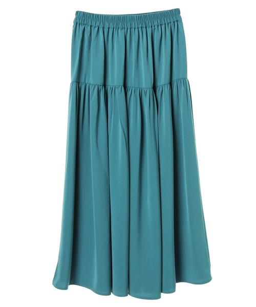 AMERICAN HOLIC(アメリカンホリック)の「ティアードロングスカート(スカート・レディース・ピンク/ネイビー/ベージュ/イエロー/ターコイズブルー/ブルー・FREE)」の16枚目の写真