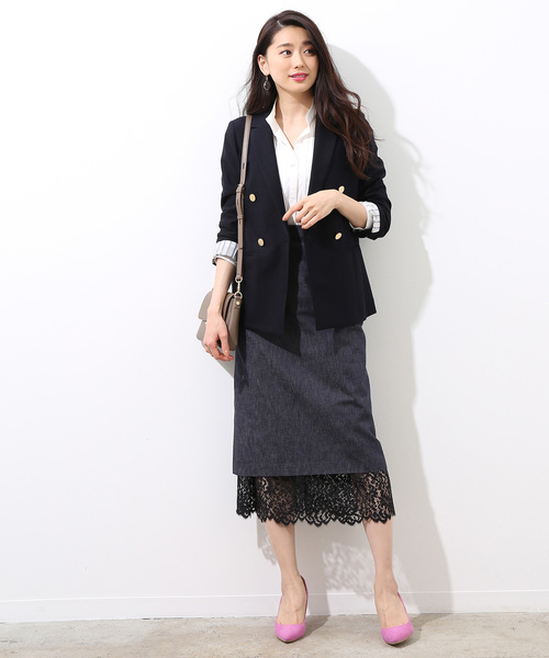 ROPE'（ロペ）の「【NORITAKE】ジャージージャケット（テーラードジャケット・レディース・ネイビー・36/40/38）」の7枚目の写真