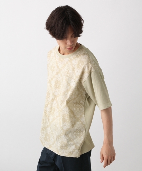 RAGEBLUE（レイジブルー）の「柄切り替えTシャツ/790755（Tシャツ/カットソー・メンズ・ホワイト/ブラック/ベージュ/ネイビー・LARGE/MEDIUM/SMALL）」の3枚目の写真