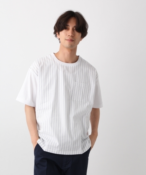RAGEBLUE（レイジブルー）の「柄切り替えTシャツ/790755（Tシャツ/カットソー・メンズ・ホワイト/ブラック/ベージュ/ネイビー・LARGE/MEDIUM/SMALL）」の2枚目の写真