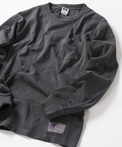 Russell Athletic（ラッセルアスレティック）の「RUSSELL ATHLETIC×SHIPS: 別注 ユーズド加工 ロングTシャツ 18FW□（Tシャツ/カットソー・メンズ・ホワイト/チャコールグレー/ネイビー/バーガンディー/キャメル・SMALL/MEDIUM/LARGE/X-LARGE）」の3枚目の写真
