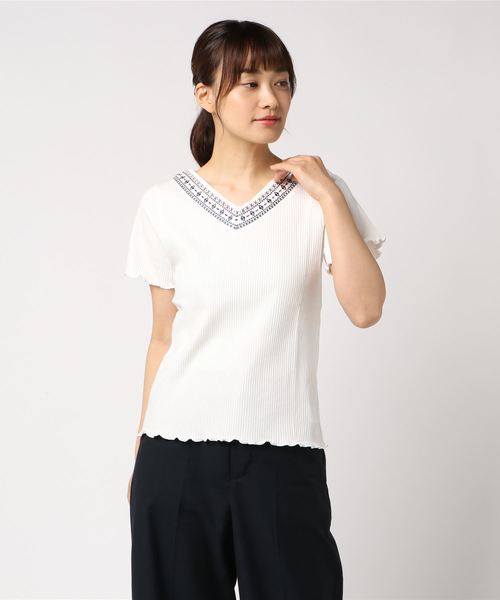 a.g.plus（エージープラス）の「襟刺繍テレコプルオーバー（Tシャツ/カットソー）」 - WEAR