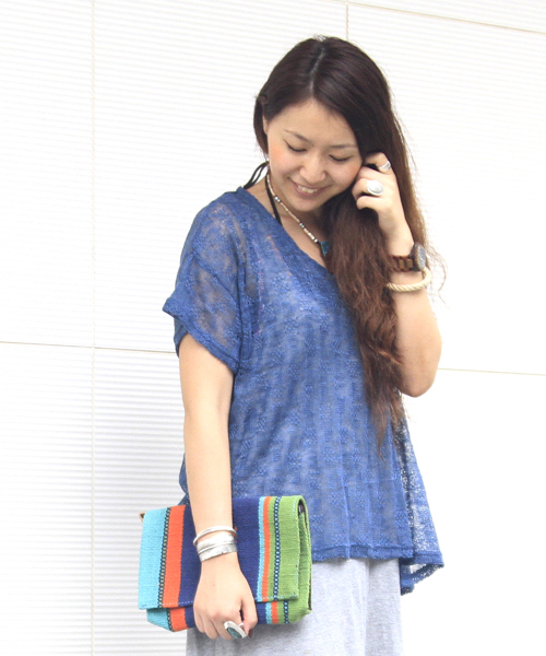 チチカカ（チチカカ）の「アパッチニットプルオーバー（ニット/セーター・レディース・ブラック/ベージュ/ブルー・FREE）」の3枚目の写真