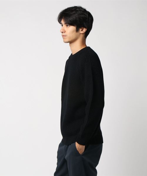 BATONER（バトナー）の「BATONER： 【SIGNATURE】片畦 クルーネック ニット（ニット/セーター・メンズ・ブラック/ブラウン/ライトオリーブ・SMALL/MEDIUM）」の4枚目の写真