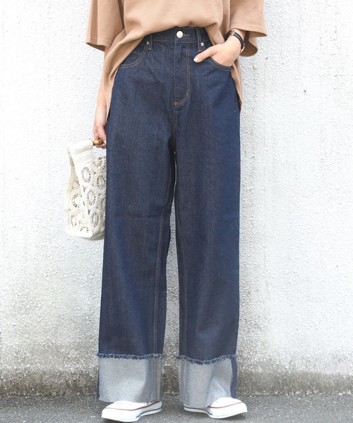 classicalelf（クラシカルエルフ）の「ターンバックヘム ロングパンツ（その他パンツ・レディース・インディゴブルー/ブルー/ブルー系その他・SMALL/MEDIUM/LARGE）」の2枚目の写真