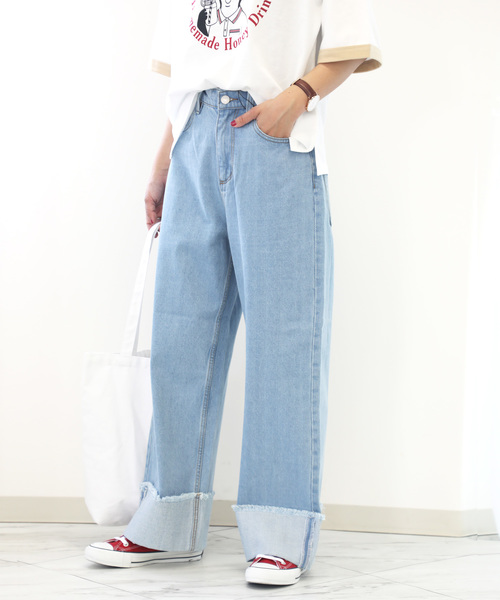 classicalelf（クラシカルエルフ）の「ターンバックヘム ロングパンツ（その他パンツ・レディース・インディゴブルー/ブルー/ブルー系その他・SMALL/MEDIUM/LARGE）」の4枚目の写真