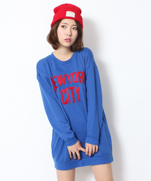 WEGO（ウィゴー）の「WEGO/NEWYORKCITYワンピース（ワンピース・レディース・杢グレー/ネイビー/レッド/グリーン/ワイン/その他1/ブルー・FREE）」の4枚目の写真