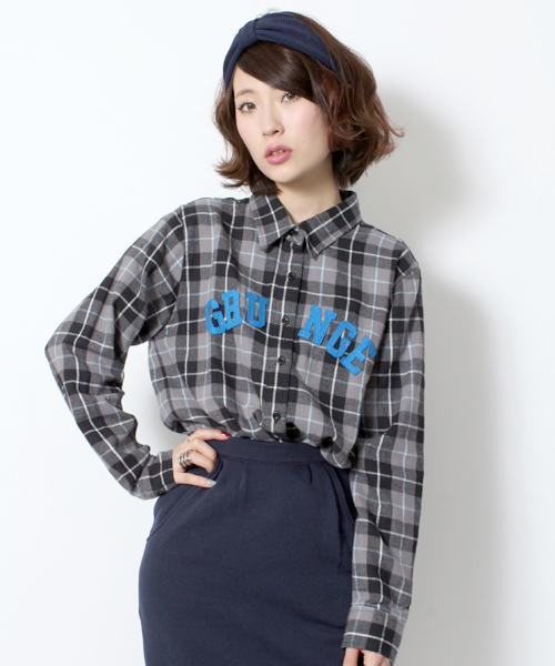 WEGO(ウィゴー)の「WEGO/GRUNGEワッペンネルシャツ(シャツ/ブラウス・レディース・ブルー/ブラック/レッド・FREE)」の1枚目の写真