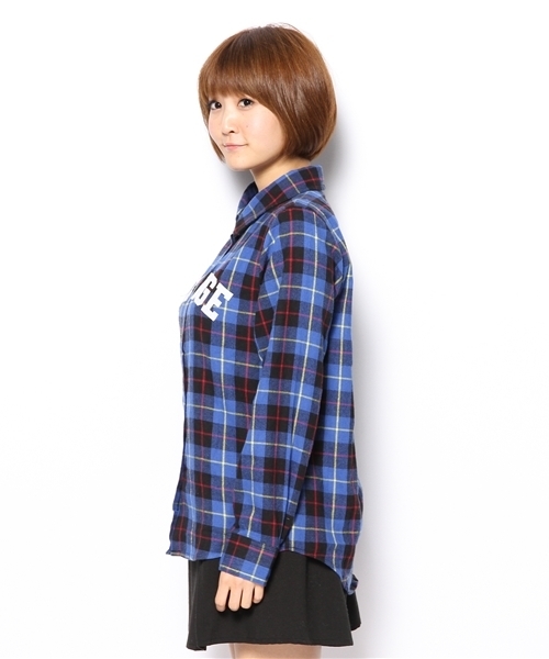 WEGO(ウィゴー)の「WEGO/GRUNGEワッペンネルシャツ(シャツ/ブラウス・レディース・ブルー/ブラック/レッド・FREE)」の5枚目の写真