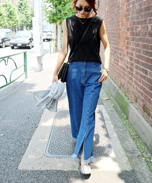 andme(アンドミー)の「綿ノースリーブTシャツ カットソー トップス(Tシャツ/カットソー・レディース・ライトグレー/ベージュ/オレンジ/カーキ/ネイビー/ブラック/オフホワイト・M)」の15枚目の写真